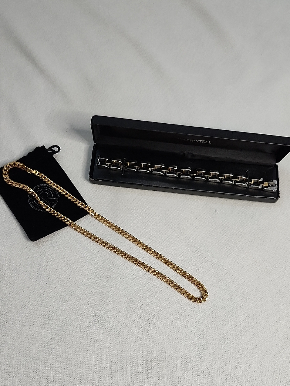 Men's Two-Tone Link Bracelet and Link Chain Set